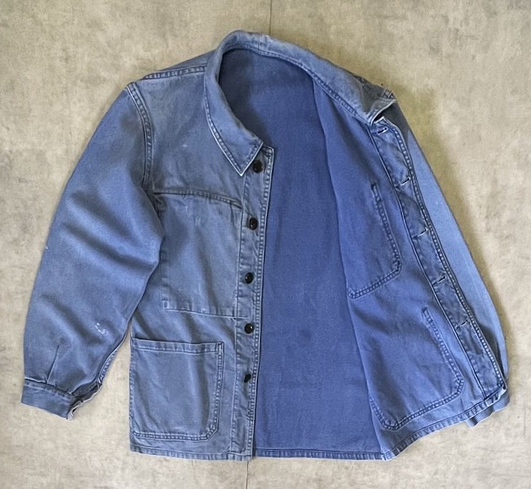 画像2: 80'S UNKNOWN フレンチワーク カバーオール フェードブルー (VINTAGE)