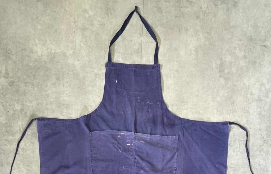 画像: ユーロヴィンテージ コットンツイル ポケット付き エプロン ナス紺 (VINTAGE)
