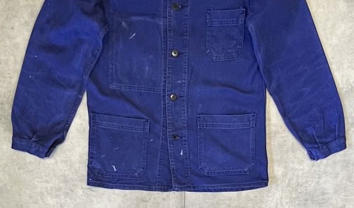 画像: 80'S UNKNOWN フレンチワーク カバーオール インクブルー フランス製 (VINTAGE)