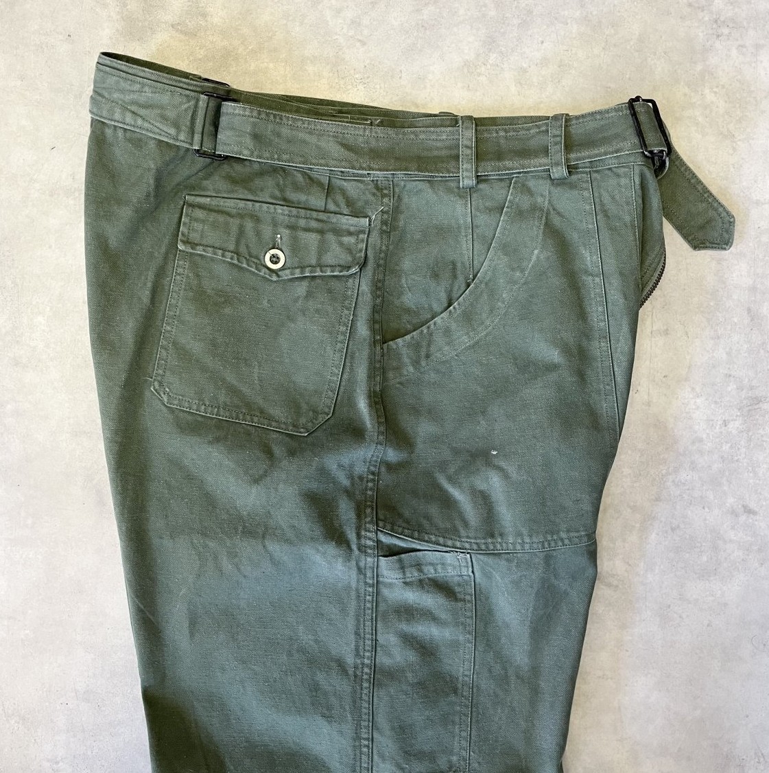 画像4: 50'S フランス軍 ベルト付き メカニックワークパンツ ECLAIRダブルジップ (VINTAGE)