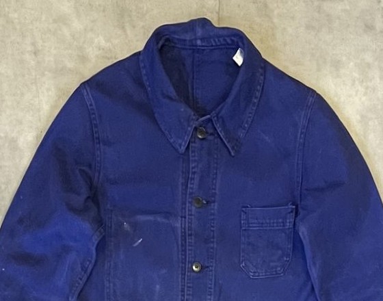 画像: 80'S UNKNOWN フレンチワーク カバーオール インクブルー フランス製 (VINTAGE)