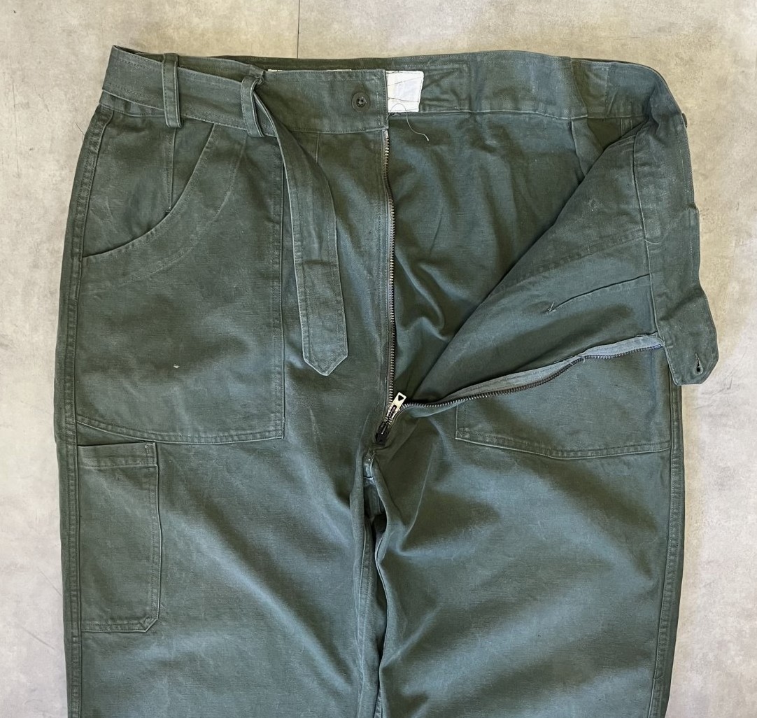 画像: 50'S フランス軍 ベルト付き メカニックワークパンツ ECLAIRダブルジップ (VINTAGE)