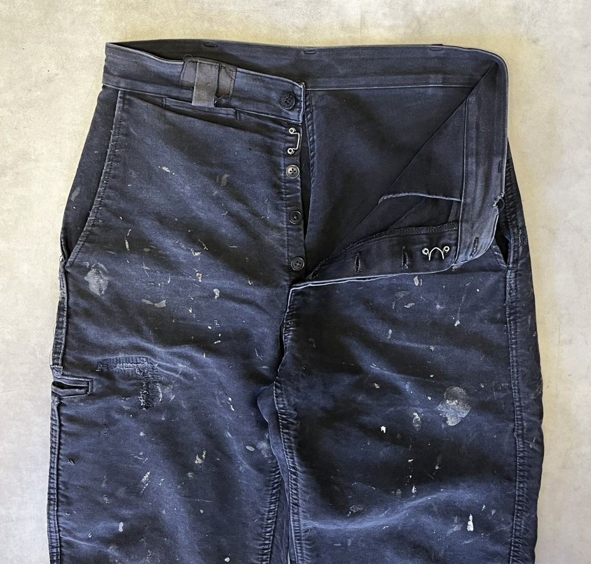 画像: 50'S フレンチワーク モールスキン ワークパンツ フェードブラック (VINTAGE)