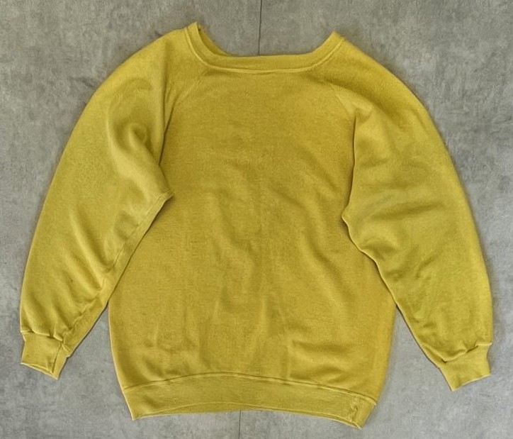 画像5: 80'S CHAMPION トリコタグ フロッキープリント ラグランスリーブ スウェット マスタード USA製 (VINTAGE)