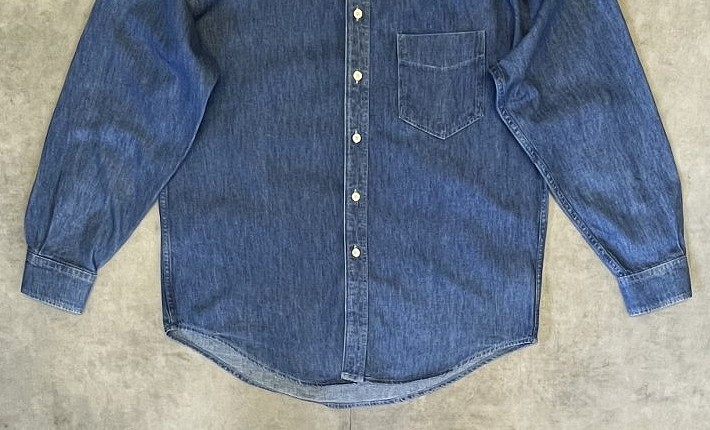 画像: 90'S J.CREW 旧タグ デニム バンドカラーシャツ インディゴ USA製 (VINTAGE)