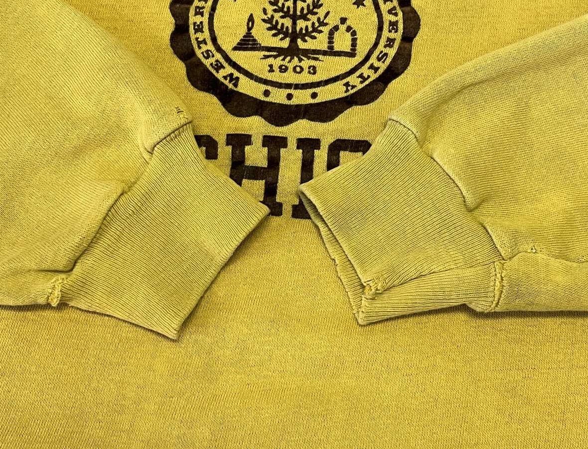 画像: 80'S CHAMPION トリコタグ フロッキープリント ラグランスリーブ スウェット マスタード USA製 (VINTAGE)