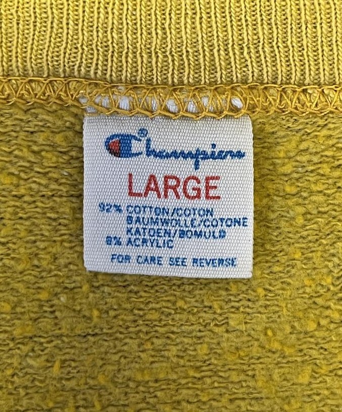 画像2: 80'S CHAMPION トリコタグ フロッキープリント ラグランスリーブ スウェット マスタード USA製 (VINTAGE)