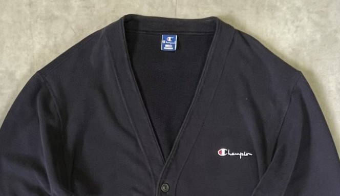 画像: 90'S CHAMPION 青タグ スウェット カーディガン フェードブラック USA製 (VINTAGE)