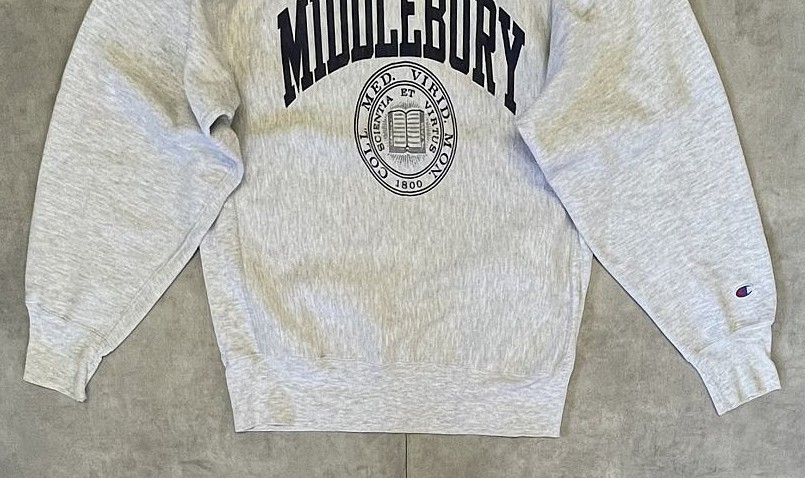 画像: 90'S CHAMPION "MIDDLEBURY" 刺繍タグ リバースウィーブ グレー USA製 (VINTAGE)
