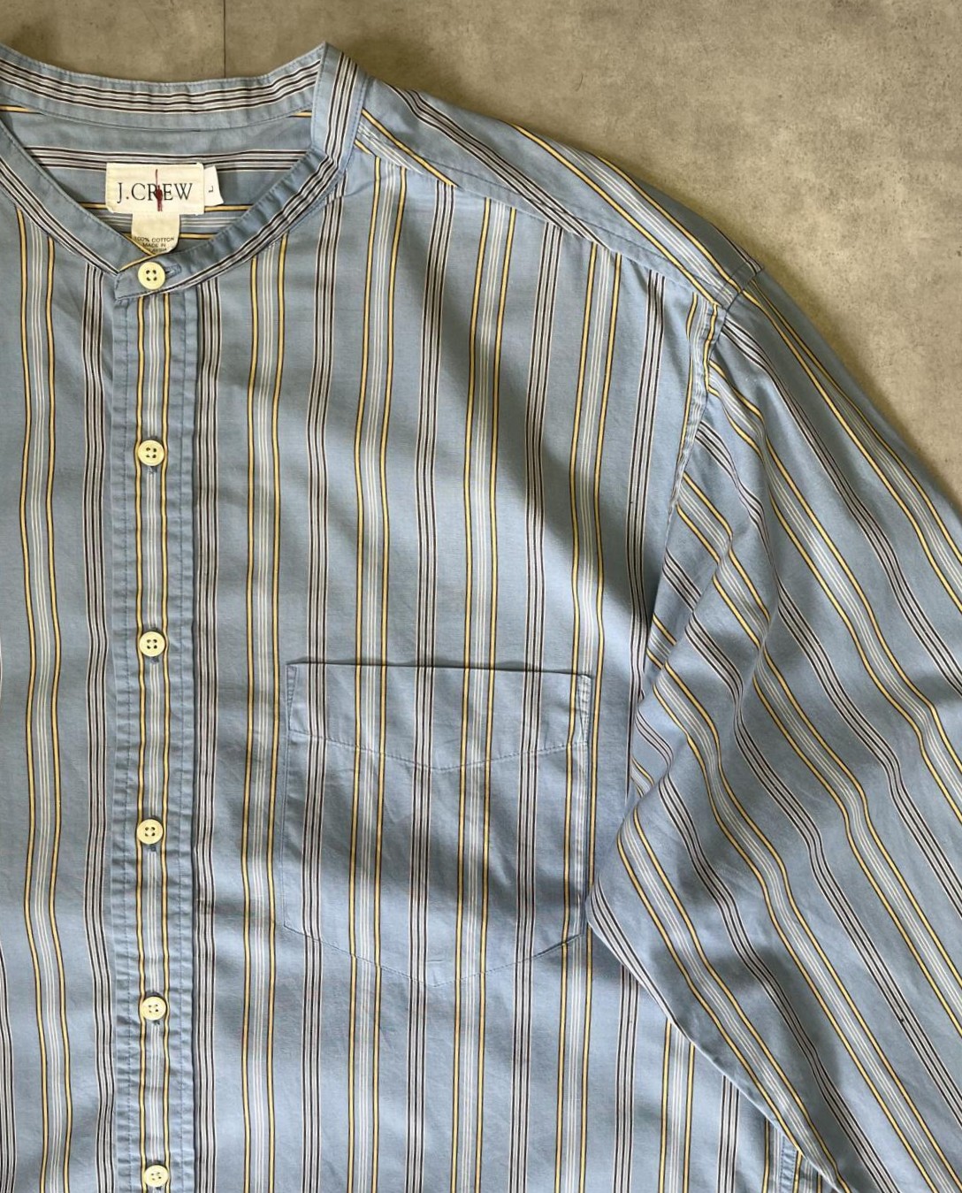 画像: 90'S J.CREW 旧タグ ポプリン バンドカラーシャツ ストライプ (VINTAGE)