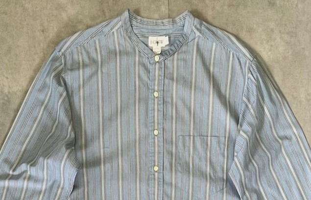 画像: 90'S J.CREW 旧タグ ポプリン バンドカラーシャツ ストライプ (VINTAGE)