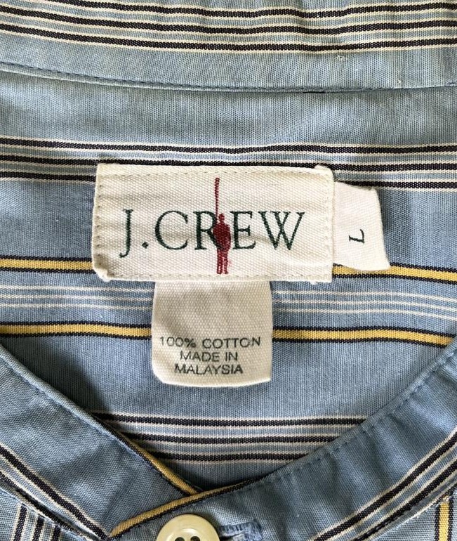 画像2: 90'S J.CREW 旧タグ ポプリン バンドカラーシャツ ストライプ (VINTAGE)