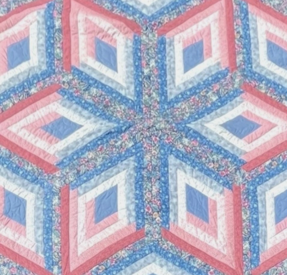 画像2: ヴィンテージ ヘキサゴン パッチワーク キルト ハンドメイド 190cm x 165cm USA製 (VINTAGE)