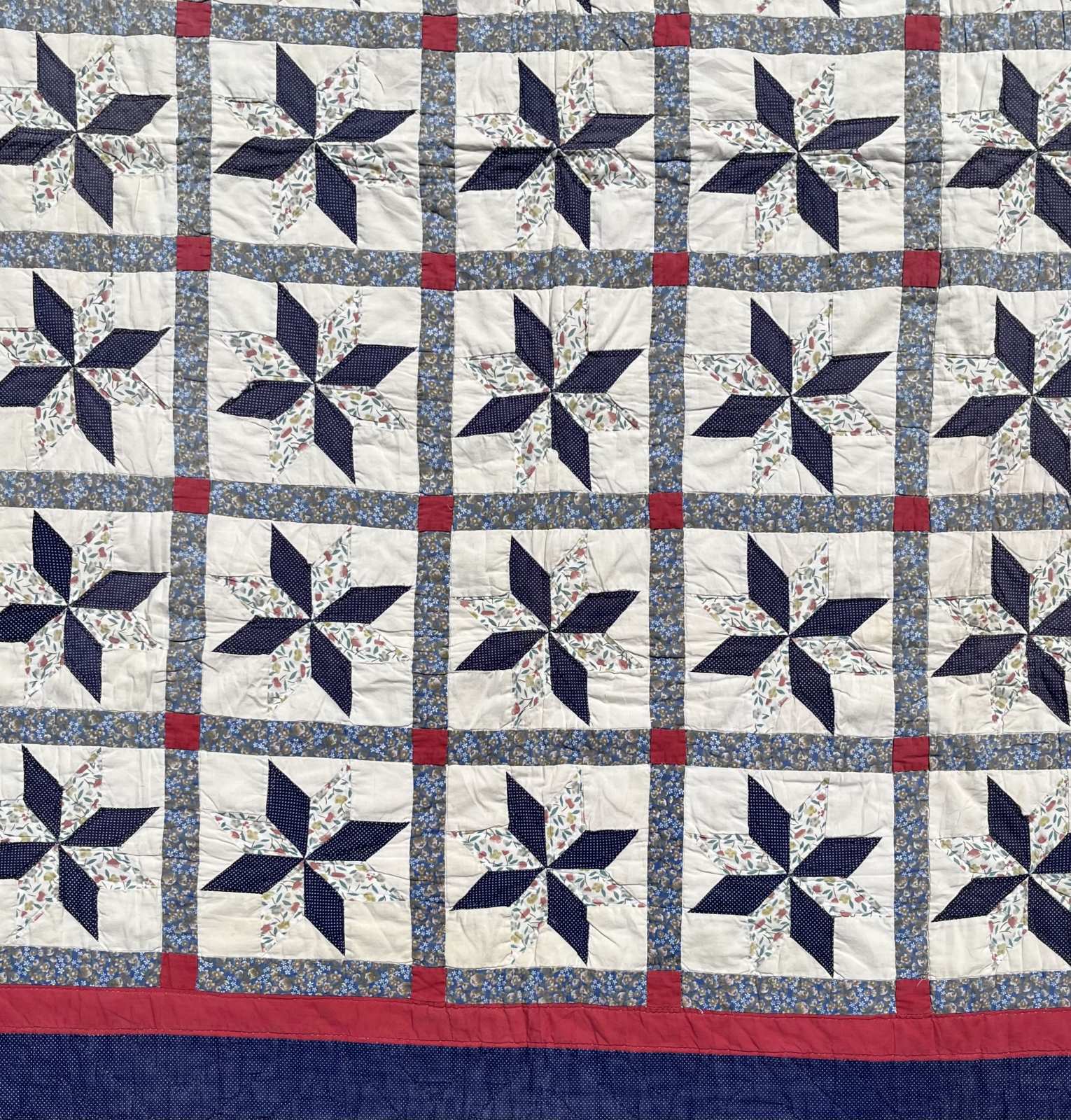 画像2: ヴィンテージ パッチワーク キルト ハンドメイド 203cm x 158cm USA製 (VINTAGE)