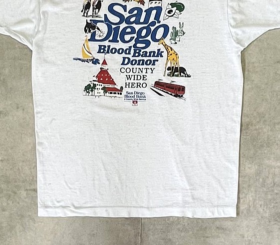画像: 80'S SAN DIEGO BLOOD BANK シングルステッチ 半袖 Tシャツ ホワイト USA製 (VINTAGE)