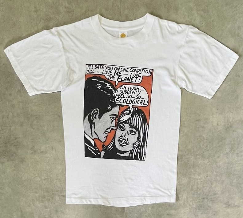 画像1: 80'S UNKNOWN ロイリキテンスタインスタイル アメコミプリント 半袖 Tシャツ ホワイト (MINT CONDITION)
