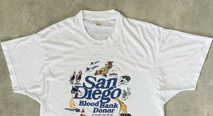 画像: 80'S SAN DIEGO BLOOD BANK シングルステッチ 半袖 Tシャツ ホワイト USA製 (VINTAGE)