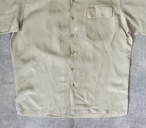 画像: 90'S RALPH LAUREN レーヨン/リネン 片側フラップ付きポケット 半袖 オープンカラーシャツ ライトカーキ (VINTAGE)