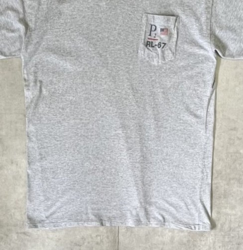 画像: 90'S RALPH LAUREN "RL-67" シングルステッチ 半袖 ポケットTシャツ グレー USA製 (VINTAGE)