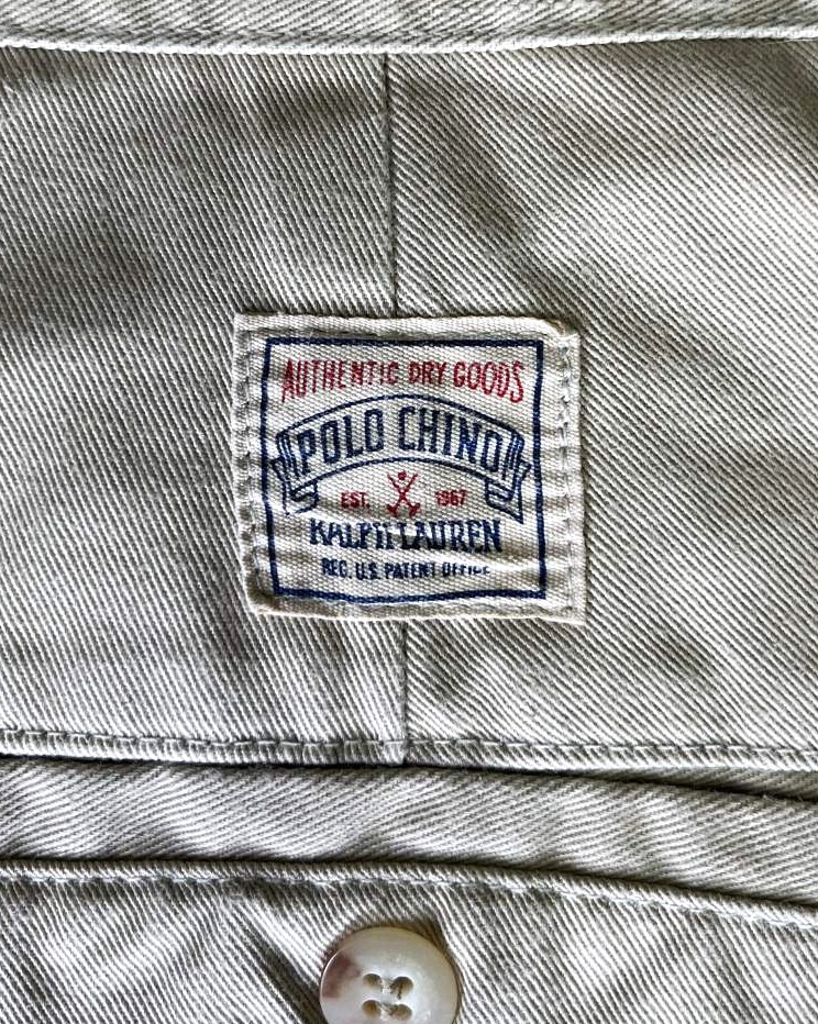 画像5: 90'S RALPH LAUREN "ボックスロゴ" ツープリーツ チノパンツ ベージュ USA製 (VINTAGE)