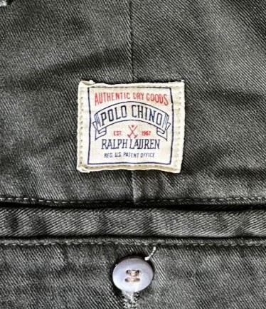 画像5: 90'S RALPH LAUREN "ボックスロゴ" ツープリーツ チノパンツ ダークオリーブ USA製 (VINTAGE)