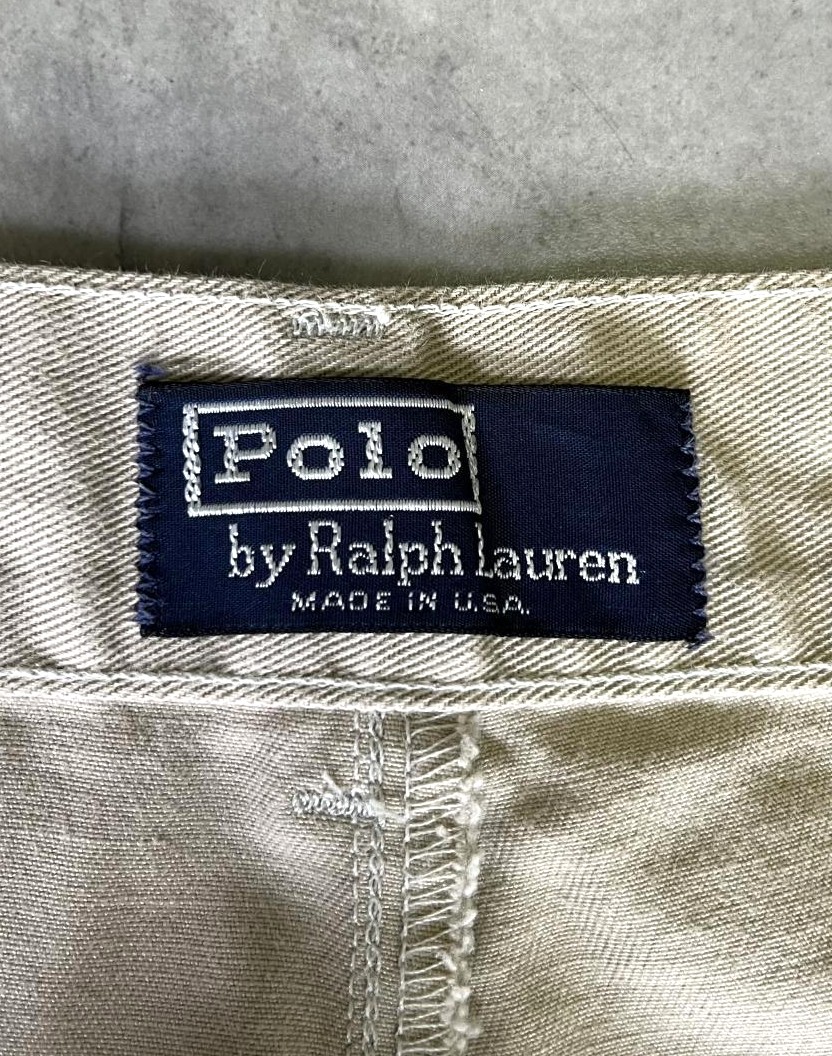 画像2: 90'S RALPH LAUREN "ボックスロゴ" ツープリーツ チノパンツ ベージュ USA製 (VINTAGE)