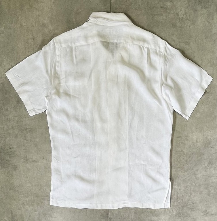 画像3: 80'S RALPH LAUREN リネン 半袖 オープンカラーシャツ ホワイト USA製 (VINTAGE)