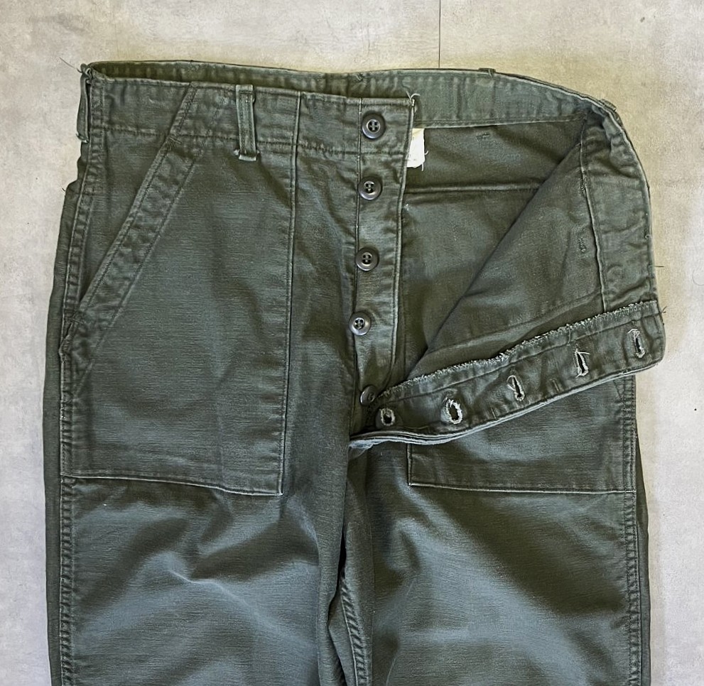画像: 70'S アメリカ軍 US ARMY "OG107" コットンサテン ベイカーパンツ ミリタリーグリーン W34L29 (VINTAGE)
