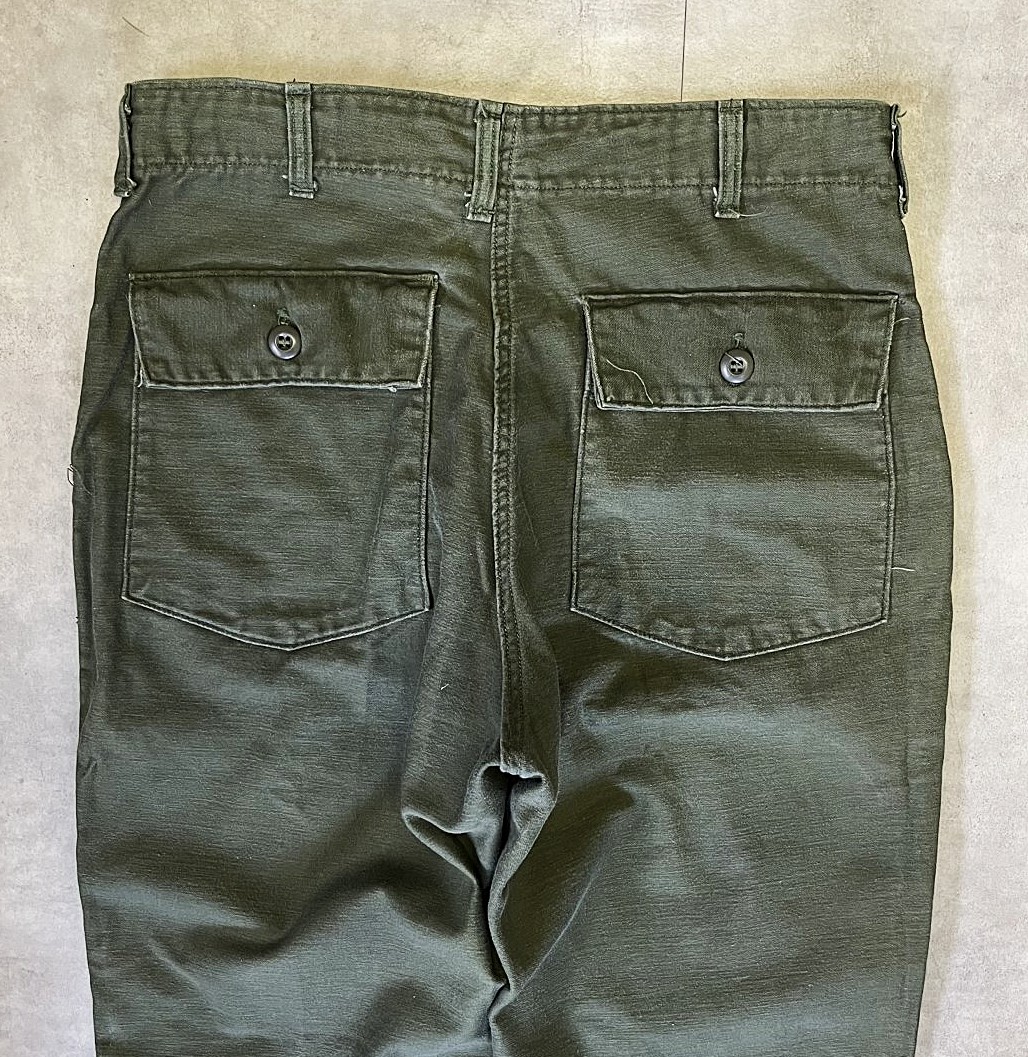 画像: 70'S アメリカ軍 US ARMY "OG107" コットンサテン ベイカーパンツ ミリタリーグリーン W34L29 (VINTAGE)