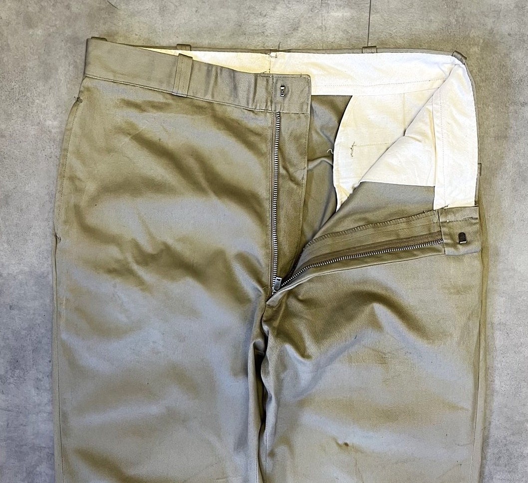 画像: 60'S アメリカ軍 US ARMY コットン100% チノパンツ W34L31 SCOVILLアルミジップ (VINTAGE)