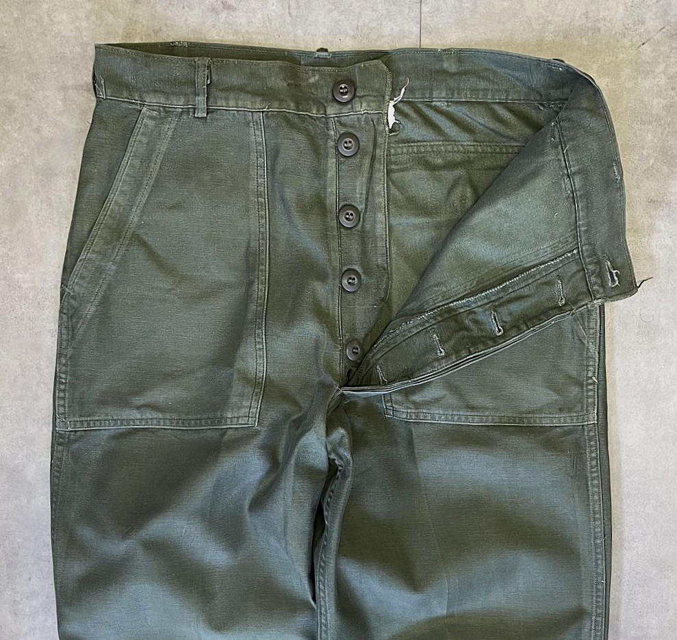 画像: 60'S アメリカ軍 US ARMY "OG107" コットンサテン ベイカーパンツ ミリタリーグリーン W34L33 (VINTAGE)