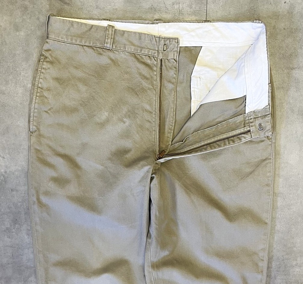 画像: 70'S アメリカ軍 US ARMY コットン100% チノパンツ W36L31 SCOVILLブラスジップ (VINTAGE)
