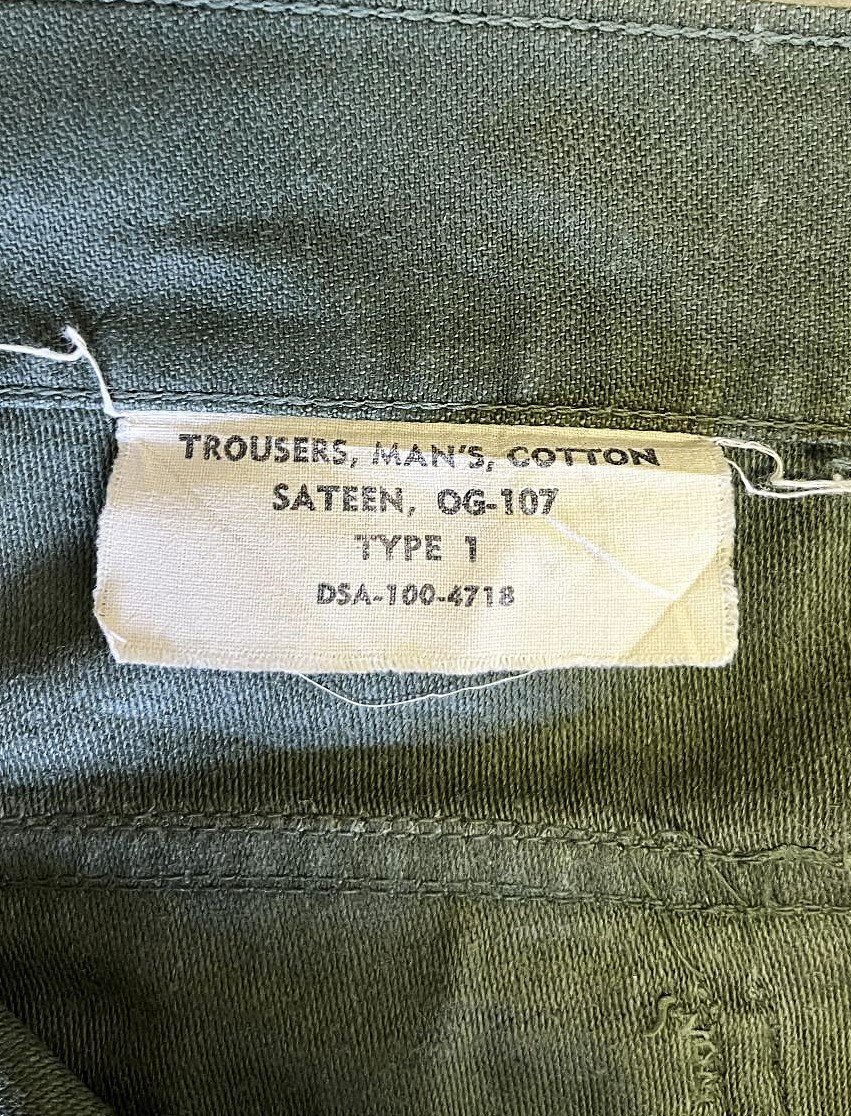 画像2: 60'S アメリカ軍 US ARMY "OG107" コットンサテン ベイカーパンツ ミリタリーグリーン W34L33 (VINTAGE)