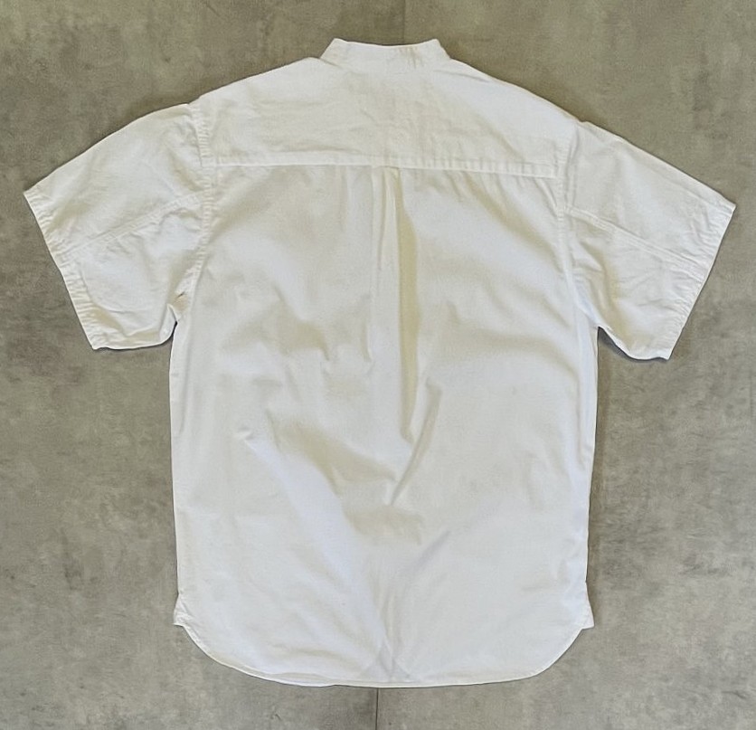 画像4: 90'S EDDIE BAUER 白タグ オックスフォード マチ付き 半袖 バンドカラーシャツ ホワイト (VINTAGE)