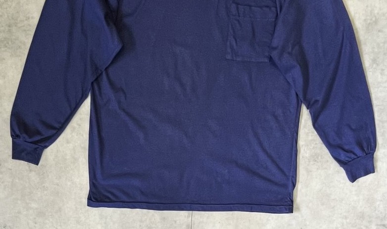 画像: 00'S JOCKEY クロスネック ポケット付き 長袖 Tシャツ ネイビー/ワインレッド (VINTAGE)