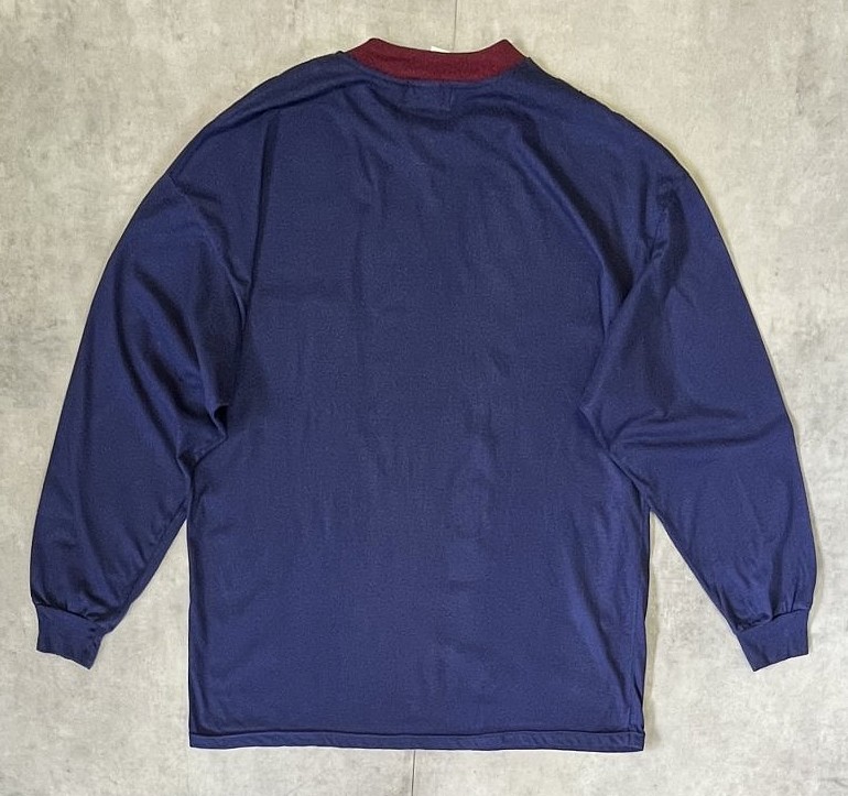 画像4: 00'S JOCKEY クロスネック ポケット付き 長袖 Tシャツ ネイビー/ワインレッド (VINTAGE)