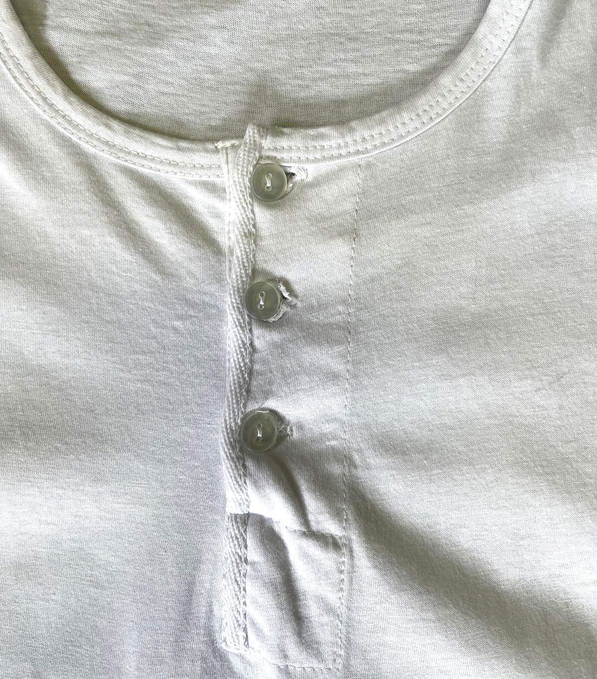 画像: RACE BRAND 袖リブ付き シングルステッチ ヘンリーネック Tシャツ ホワイト (VINTAGE)