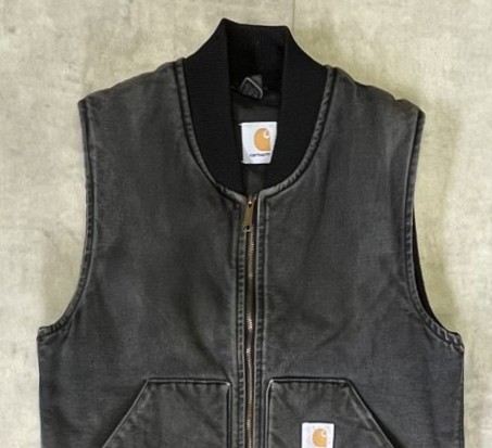 画像: CARHARTT 裏地キルティング ダックベスト フェードブラック (VINTAGE)