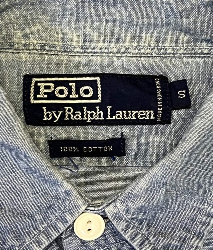 画像2: 90'S RALPH LAUREN 猫目ボタン シャンブレーシャツ ブルー (VINTAGE)