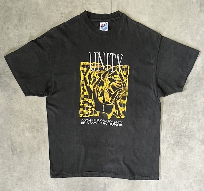 画像1: 90'S UNITY シングルステッチ 両面プリント 半袖 Tシャツ ブラック USA製 (VINTAGE)