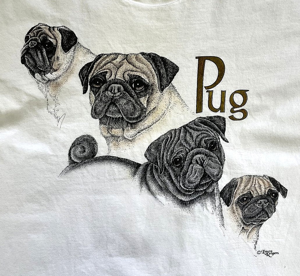 画像2: 90'S LAURA ROGERS "PUG" 半袖 Tシャツ ホワイト (VINTAGE)