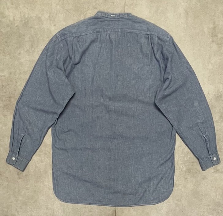 画像5: 90'S RRL 初期 三ツ星タグ シャンブレー マチ付き バンドカラーシャツ ブルー (VINTAGE)