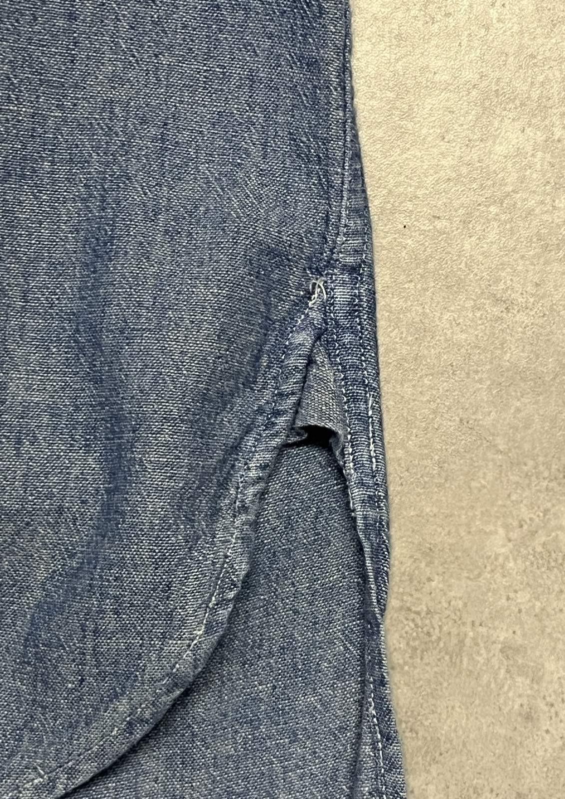 画像3: 90'S RRL 初期 三ツ星タグ シャンブレー マチ付き バンドカラーシャツ ブルー (VINTAGE)