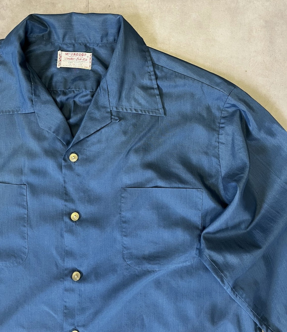 画像: 60'S McGREGOR "WONDER-FUL-FIT" オープンカラーシャツ ダークブルー USA製 (VINTAGE)