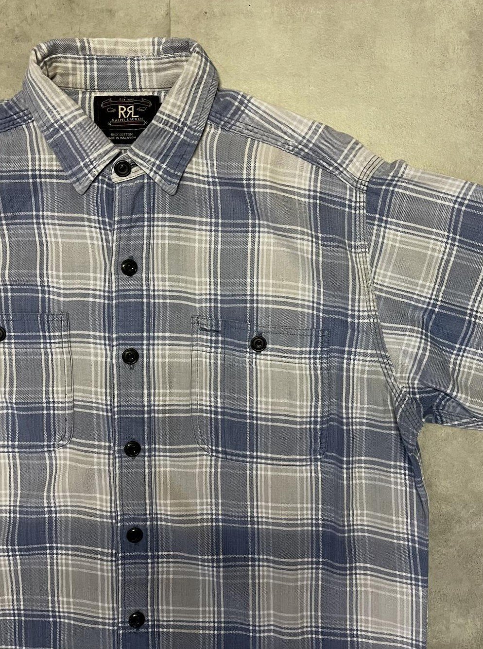 画像: 90'S RRL 三ツ星タグ ライトフランネル 半袖 ワークシャツ チェック柄 (VINTAGE)