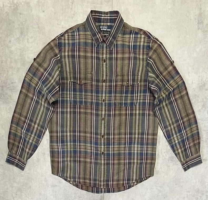 画像1: 90'S RALPH LAUREN リネン/シルク 2WAYシャツ チェック柄 (VINTAGE)