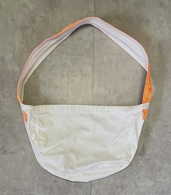 画像1: 70'S UNKNOWN プリント無し ニュースペーパーバッグ オフホワイト/オレンジ (VINTAGE)