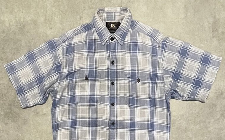 画像: 90'S RRL 三ツ星タグ ライトフランネル 半袖 ワークシャツ チェック柄 (VINTAGE)