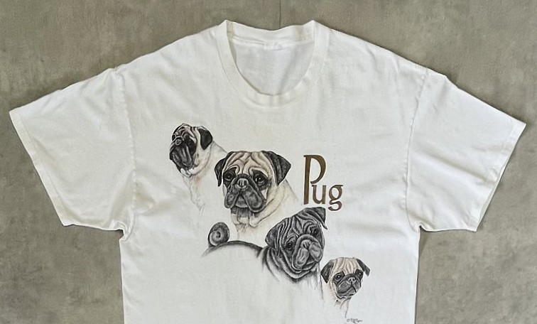 画像: 90'S LAURA ROGERS "PUG" 半袖 Tシャツ ホワイト (VINTAGE)