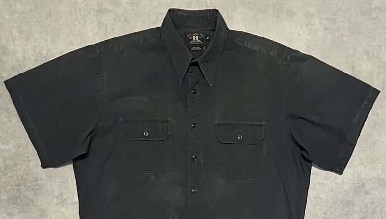 画像: 90'S RRL 三ツ星タグ ポプリン 半袖 ワークシャツ ブラック (VINTAGE)